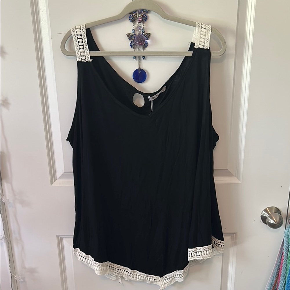 Black Embellished Tank Top